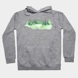 Forest in a winter snow storm - watercolor Hoodie